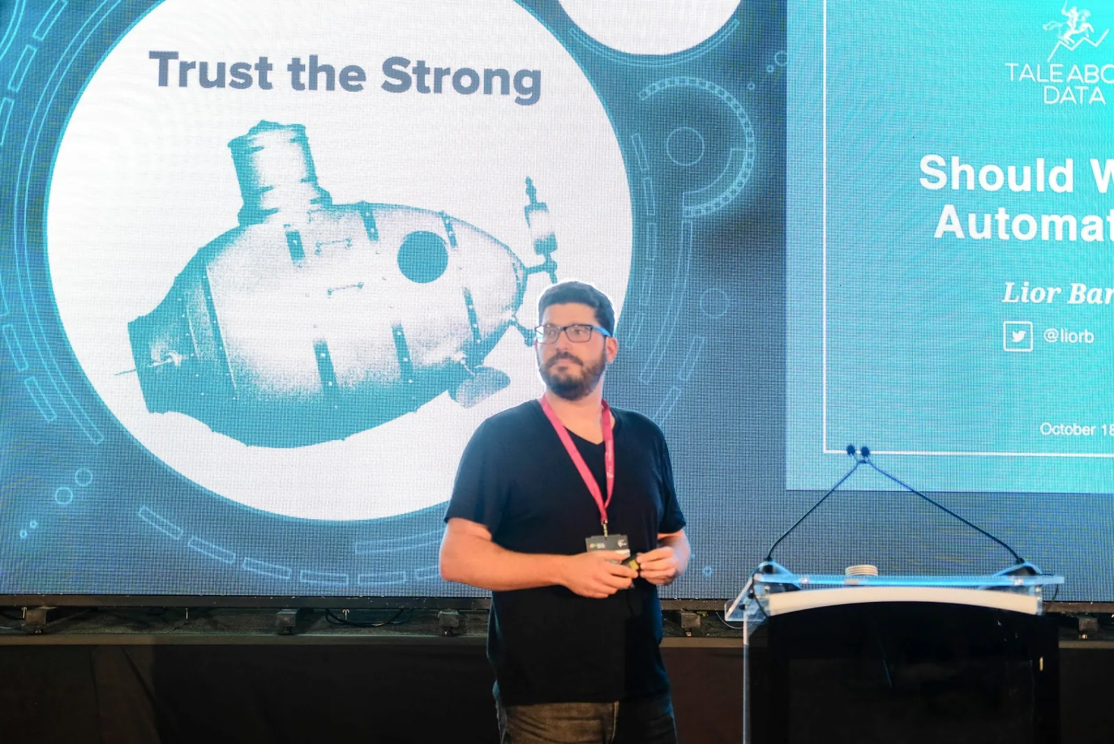 Lior Barak speaking on stage